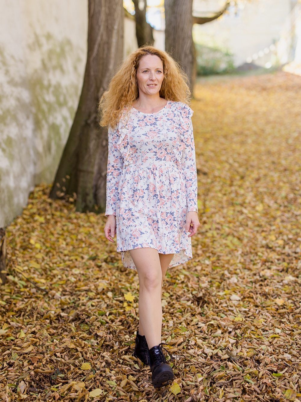 Kleid Damen langarm ROSEN RÜSCHE